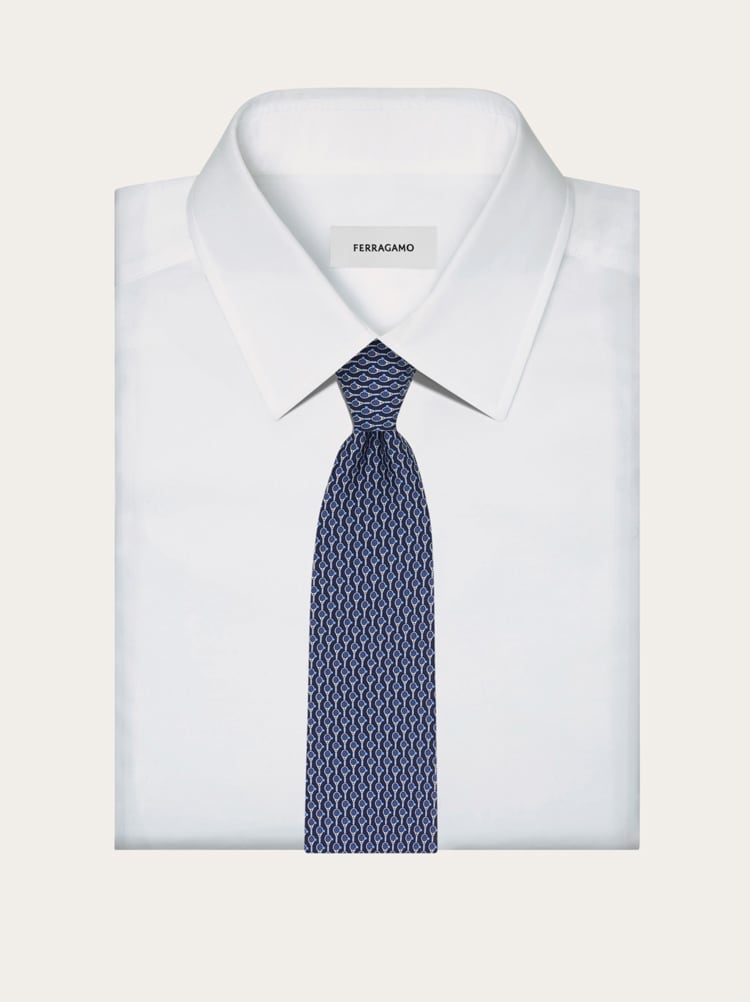 Tennis print silk tie Gallery image 4
