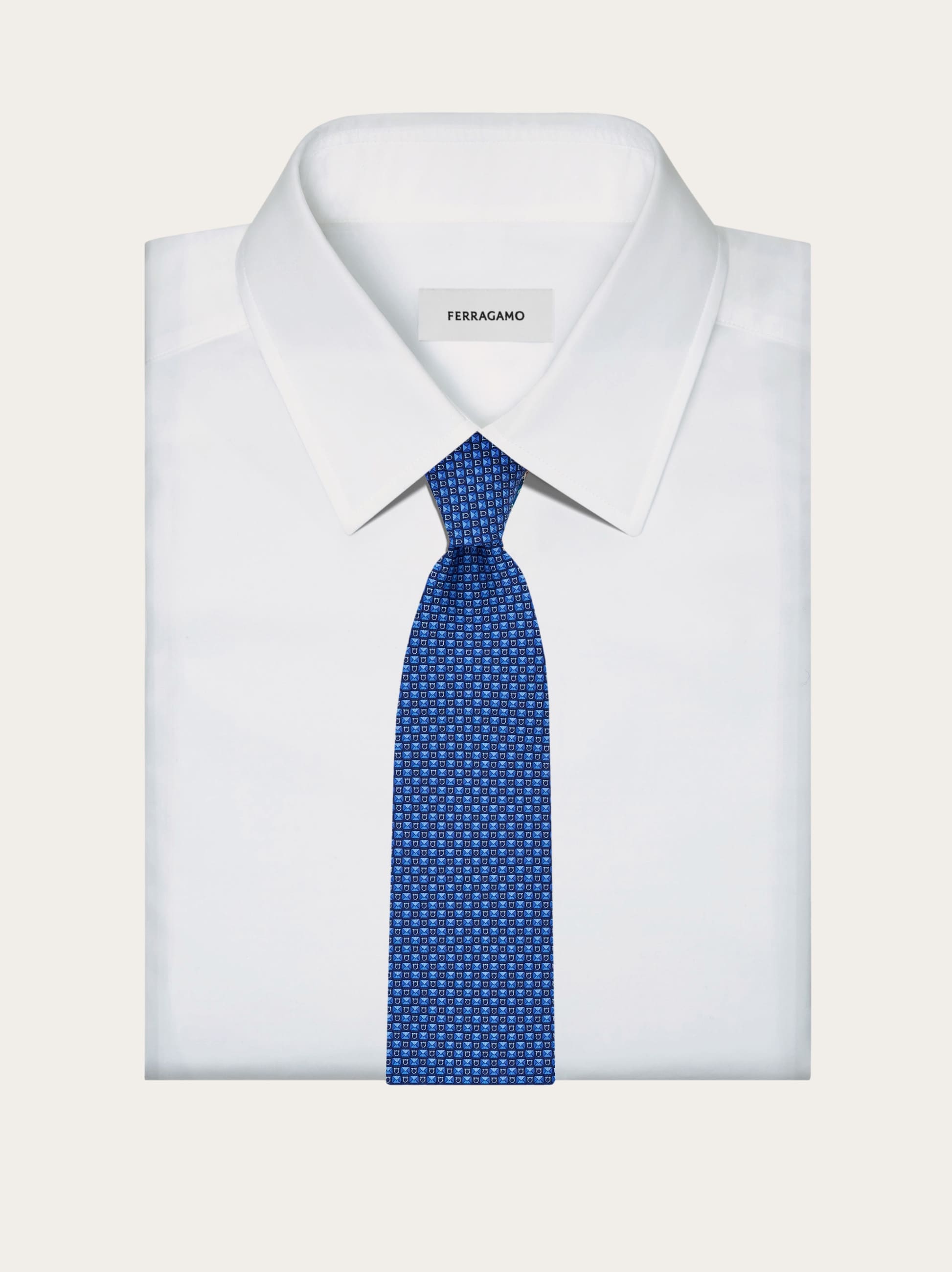 Gancini letter print silk tie - Men | Ferragamo