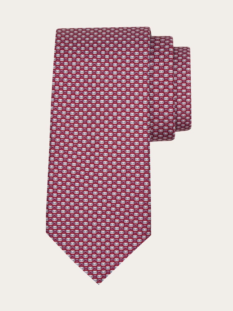 Gancini letter print silk tie Gallery image 1