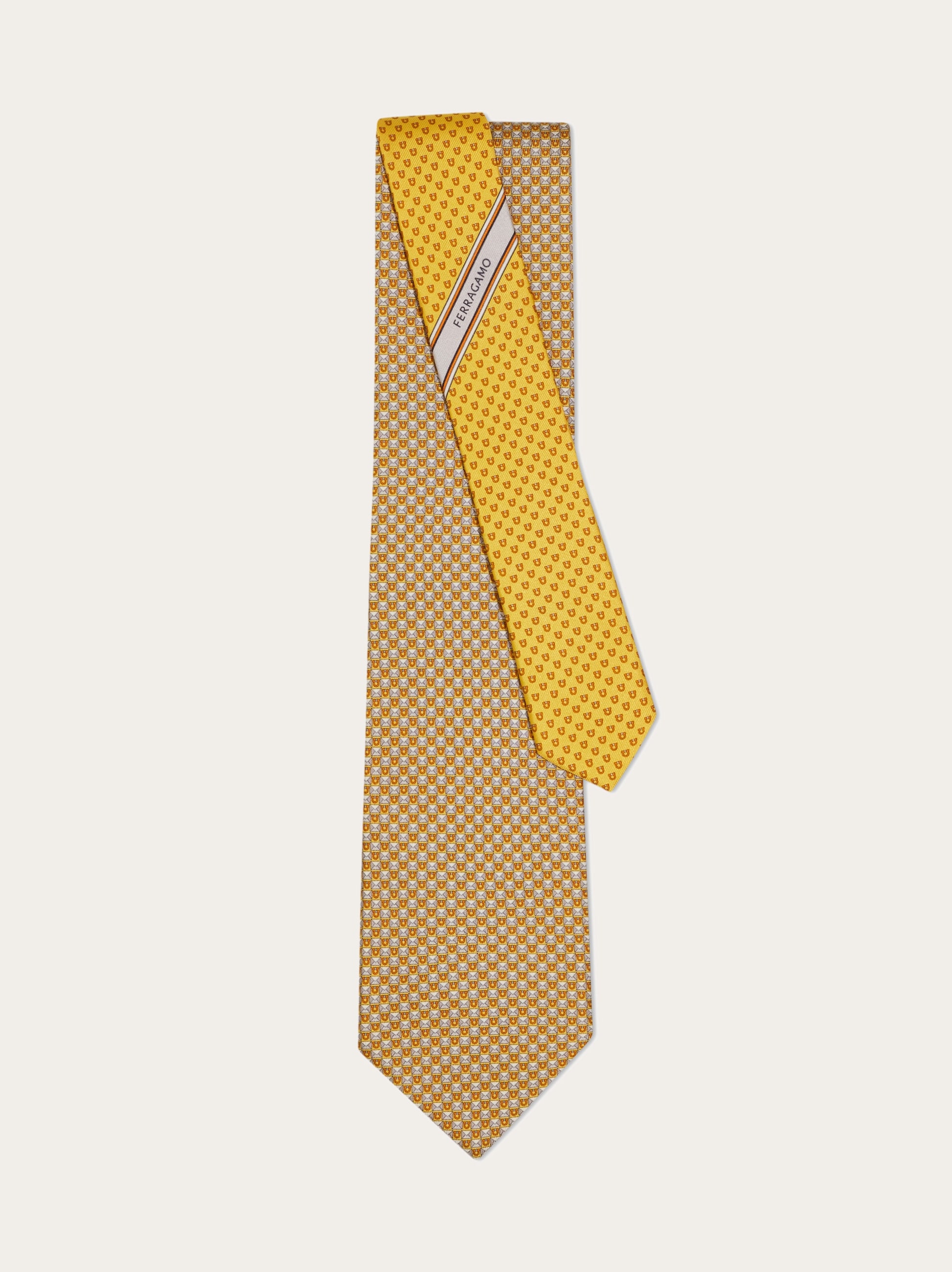 Gancini letter print silk tie - Men | Ferragamo
