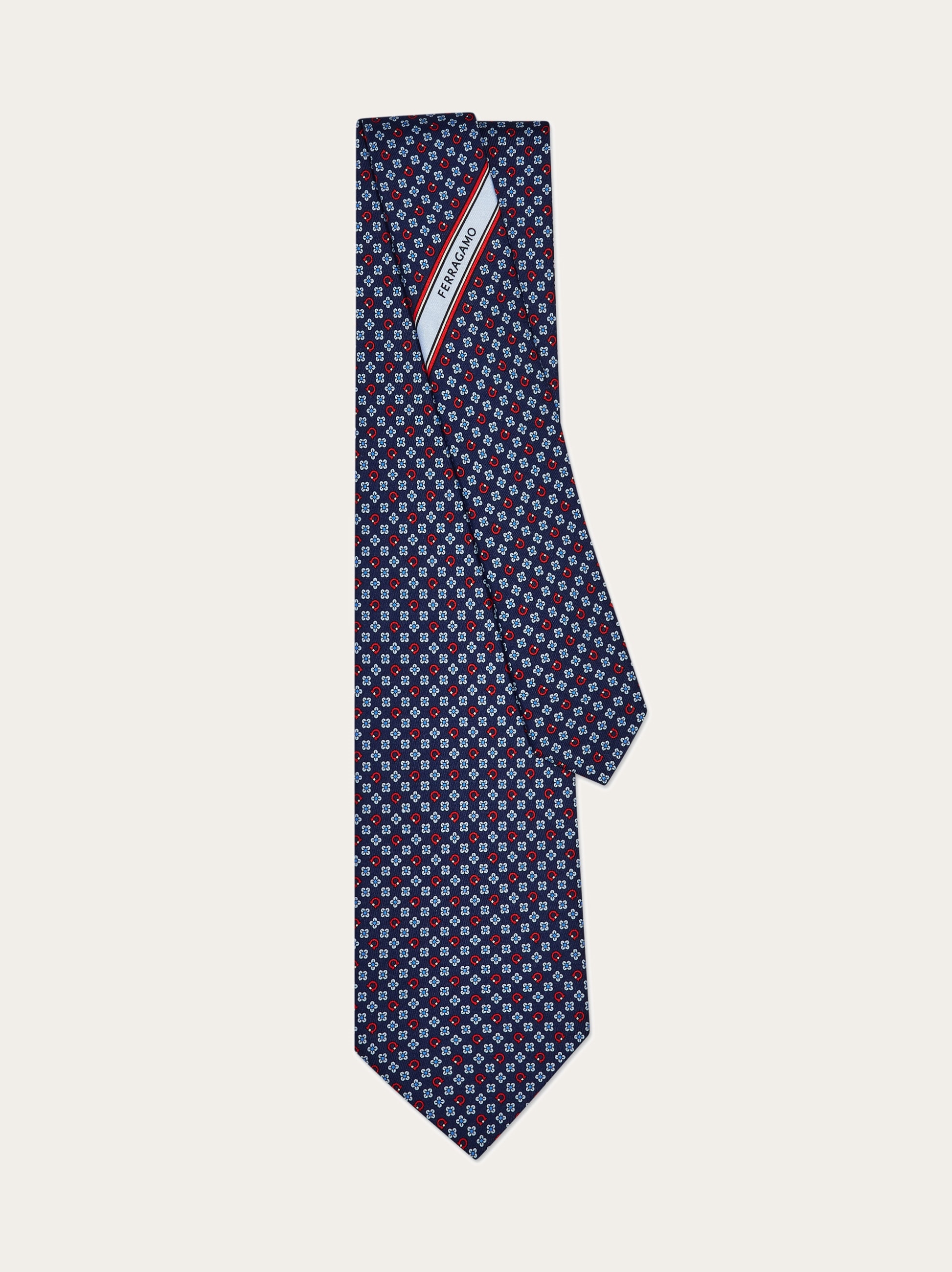 Gancini flower print silk tie - Men | Ferragamo