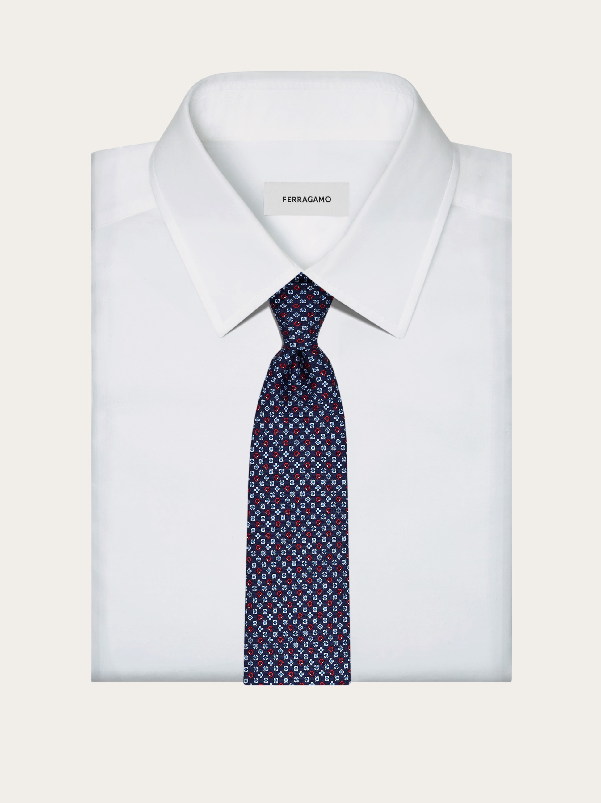 Gancini flower print silk tie - Men | Ferragamo