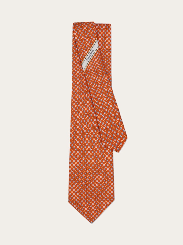 Cravatta in seta stampa Gancini flower Gallery image 3