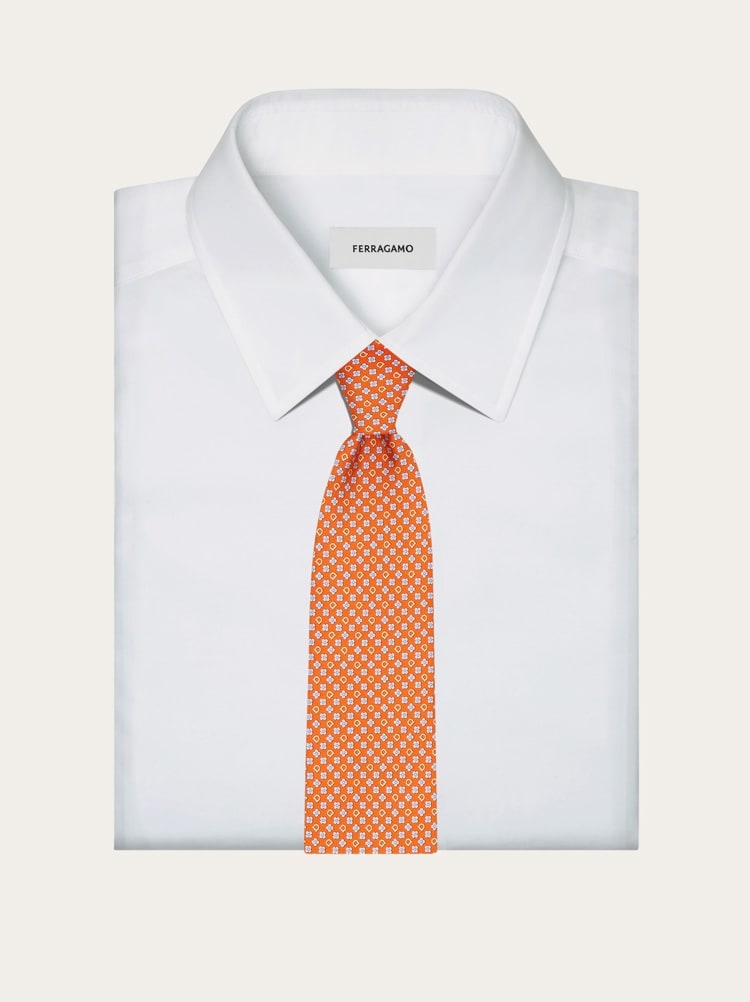 Cravatta in seta stampa Gancini flower Gallery image 4