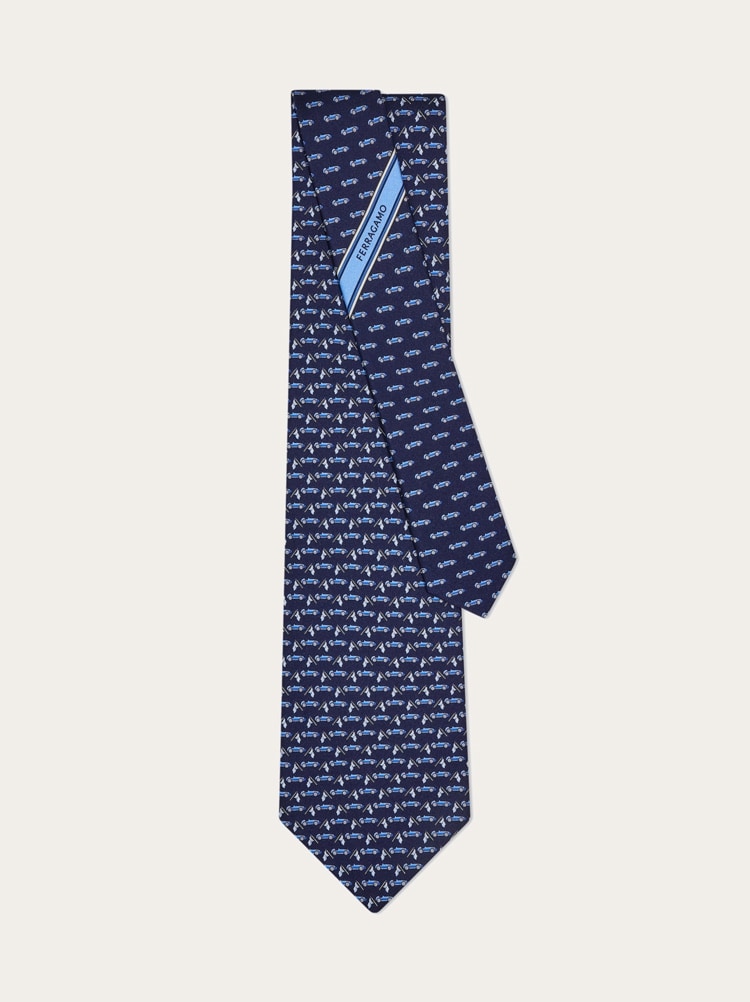 Race print silk tie Gallery image 3