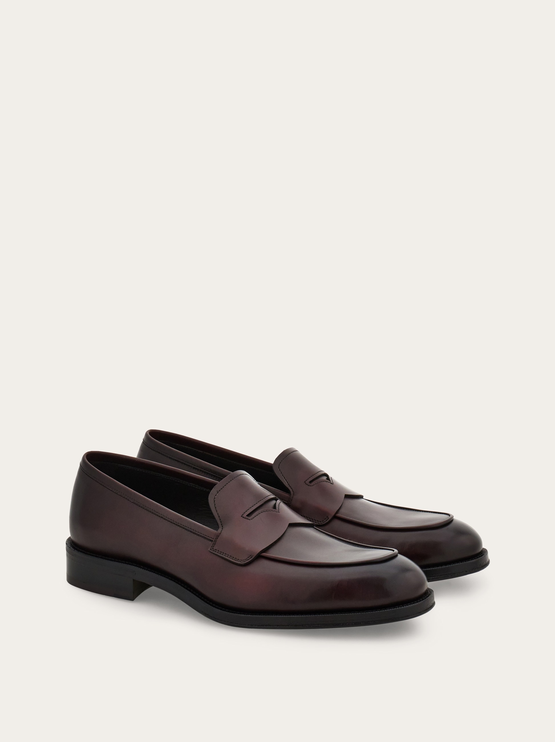 Salvatore Ferragamo Men\'s‎ Burgundy Brown Leather Penny Loafer Shoes Size 12 D FERRAGAMO Men main image 2