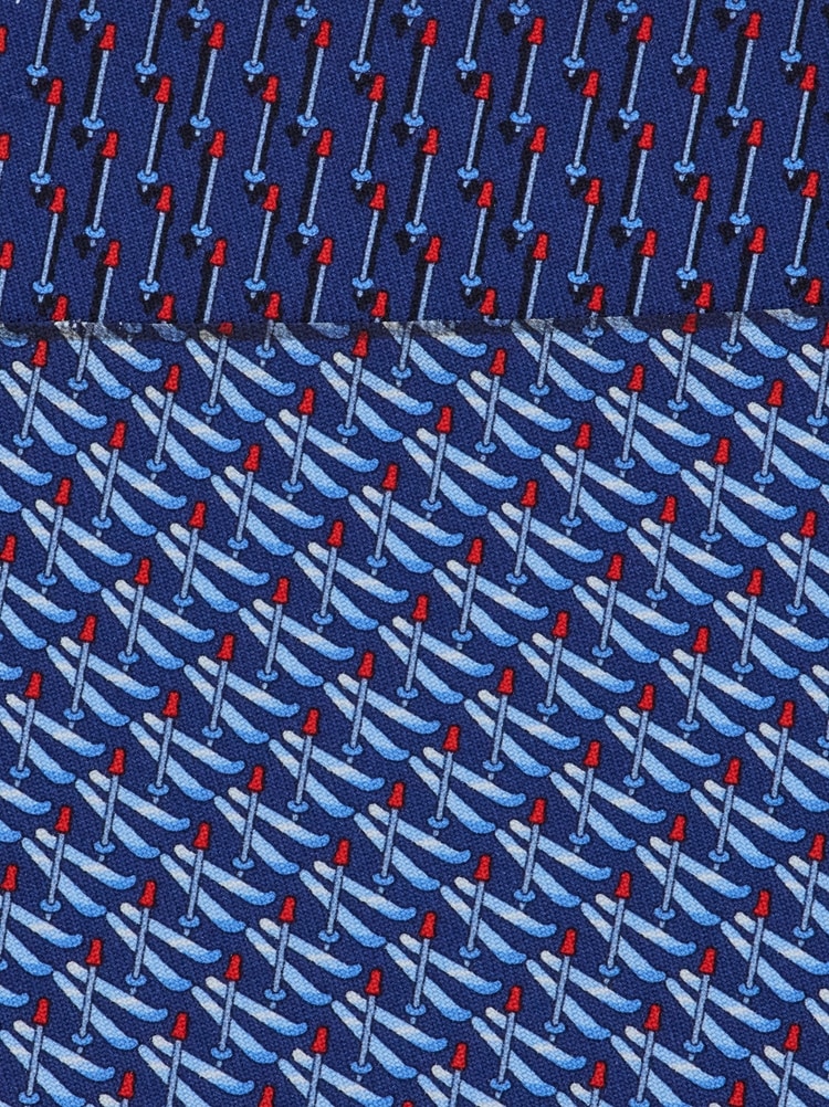 Ski print silk tie