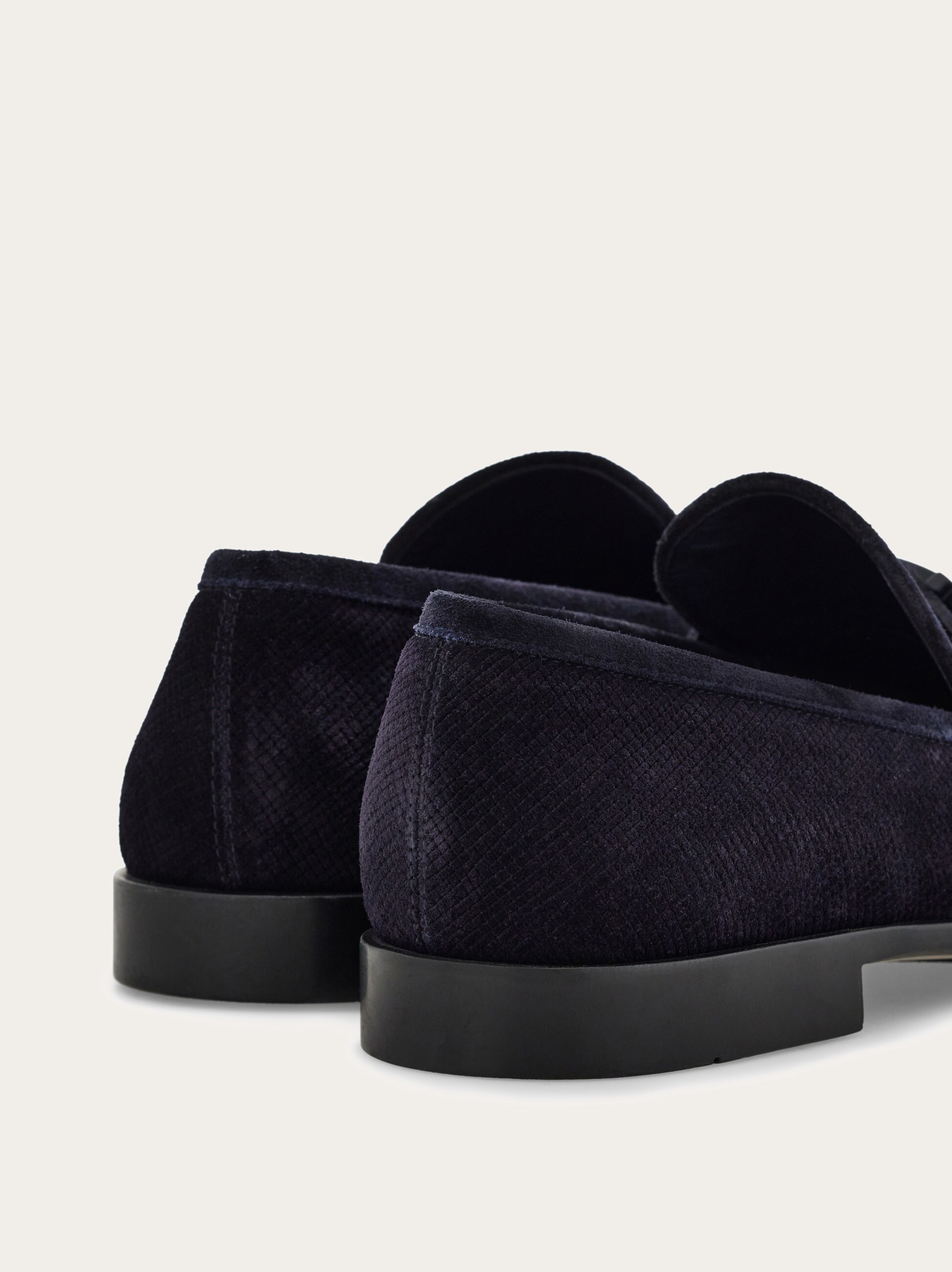Salvatore Ferragamo Men\'s Gancini Slip On Loafers in black velvet- FINAL SALE Moccasin with Gancini ornament - Men | Ferragamo main image 2