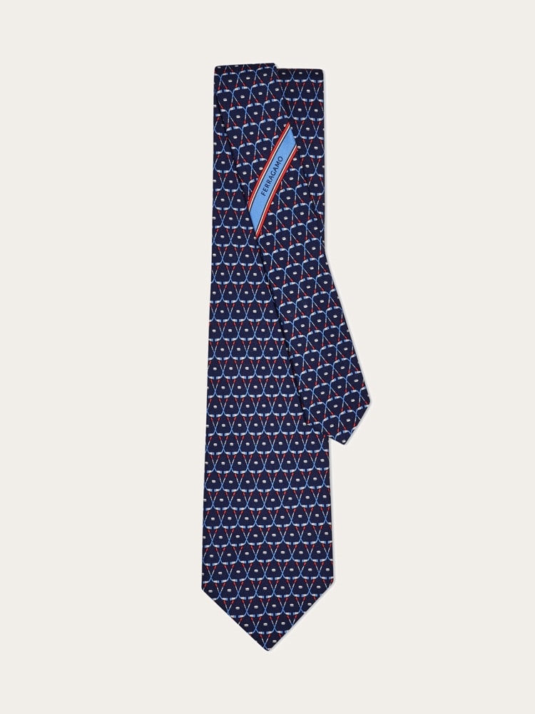 Hockey print silk tie Gallery image 3