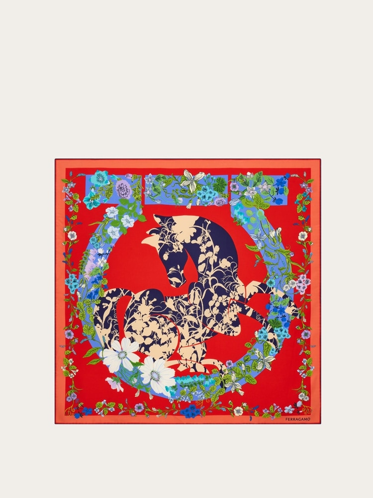 Pegasus print silk scarf