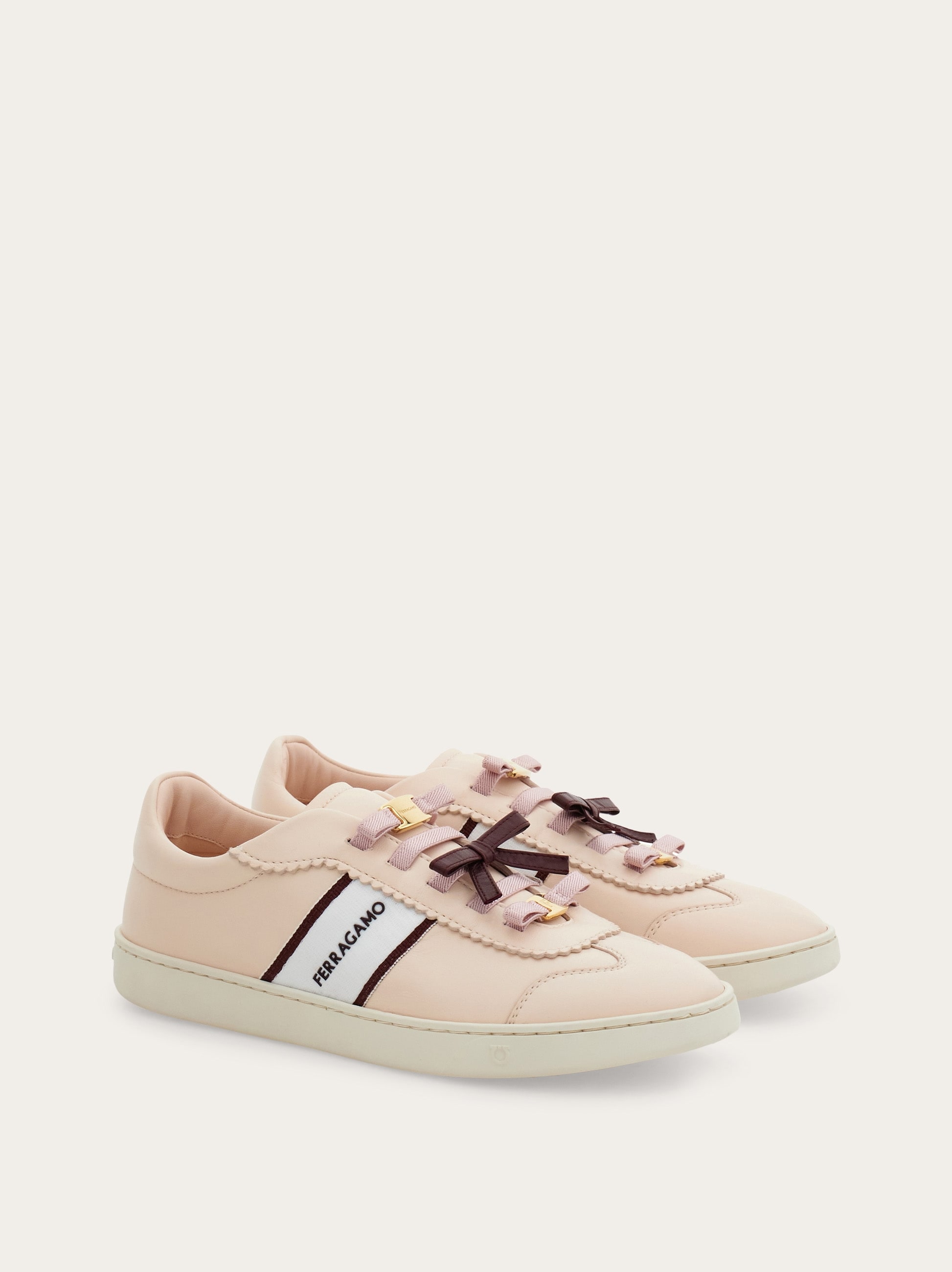 Ferragamo Women Sneaker with Mini Bow Detail Pink Size 6.5
