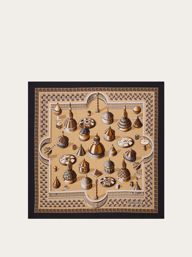 지오메트릭 르네상스 프린트 실크 스카프 Gallery image 1