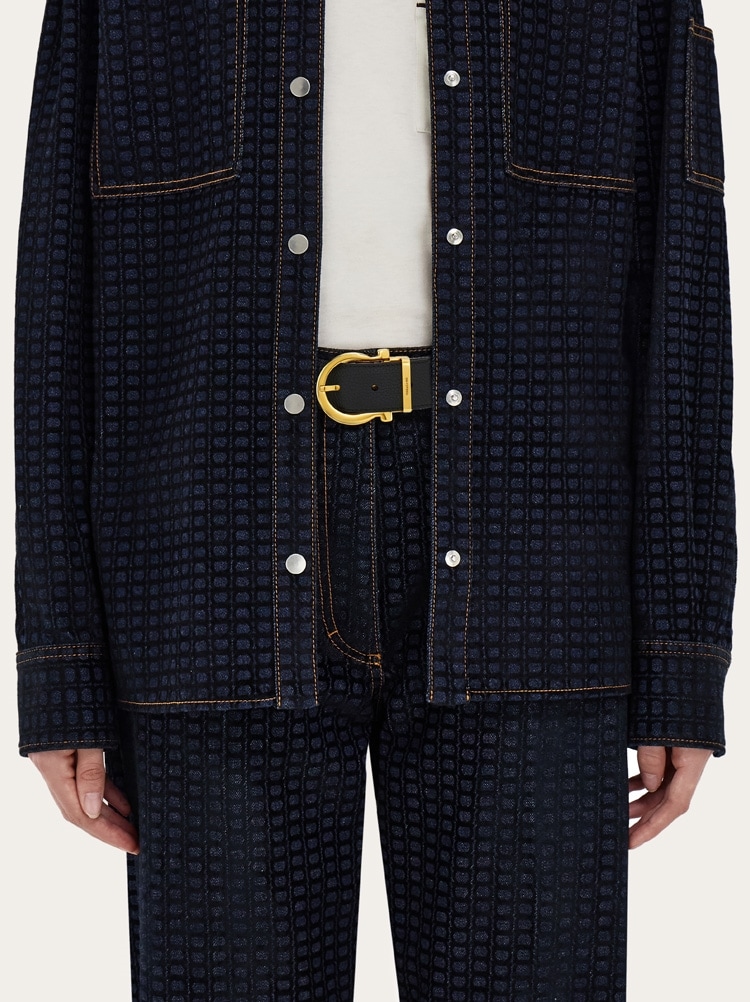 Reversible and adjustable Gancini belt Gallery image 4