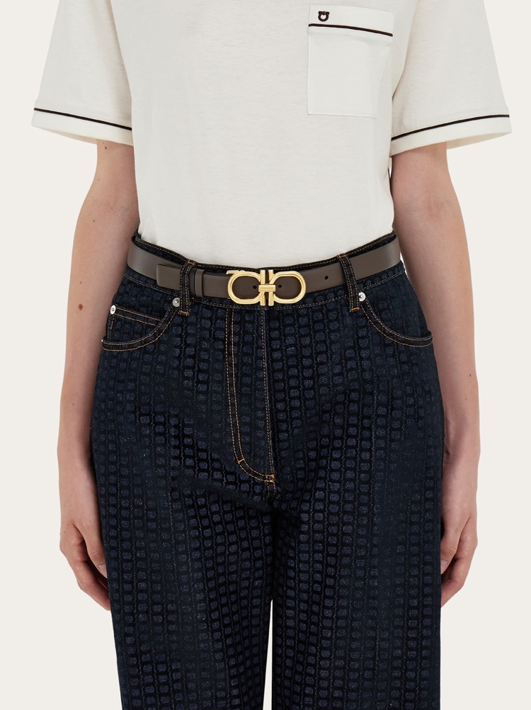 Reversible and adjustable Gancini belt Gallery image 4