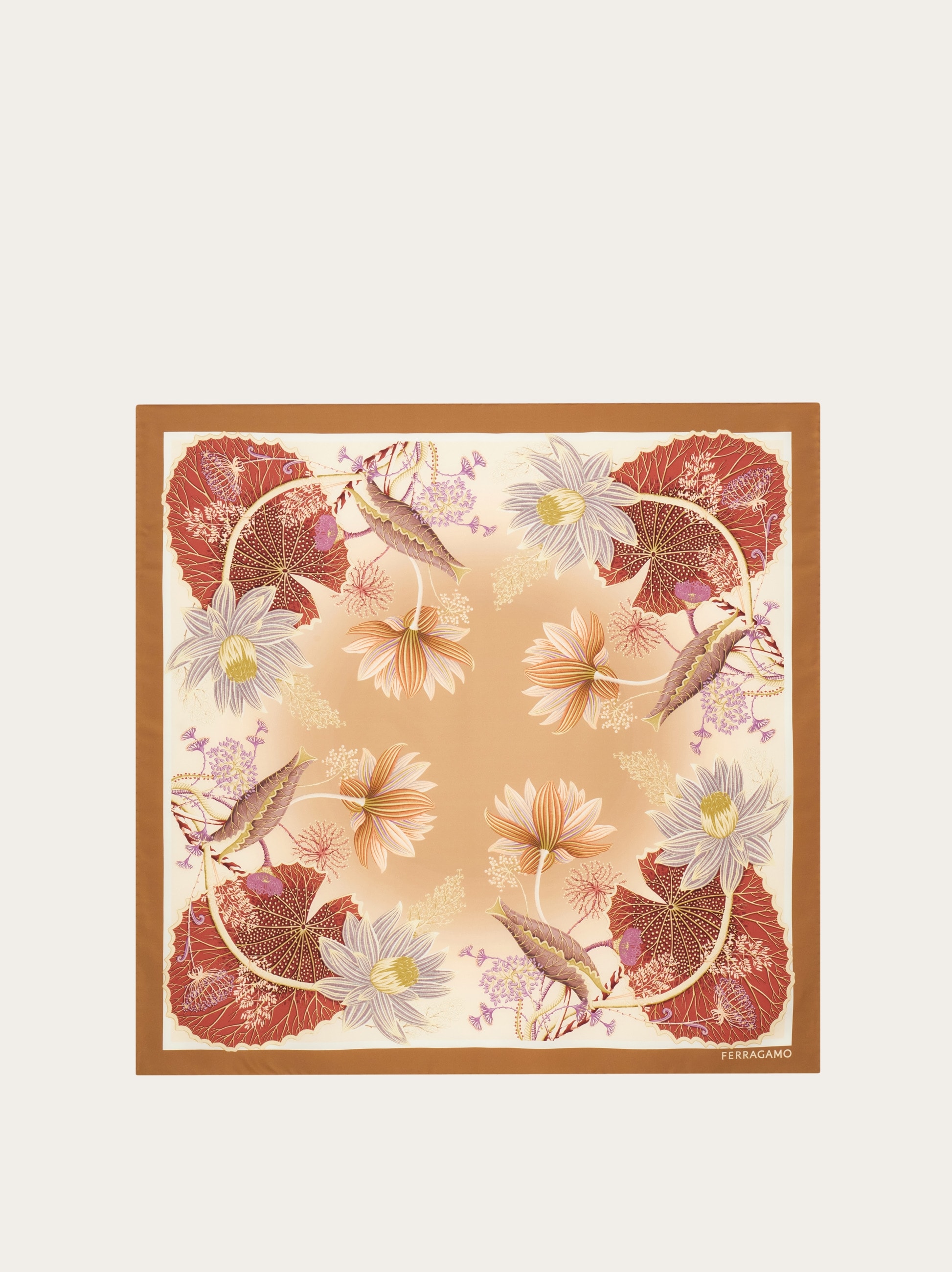 Water lilies print silk scarf - Women | Ferragamo