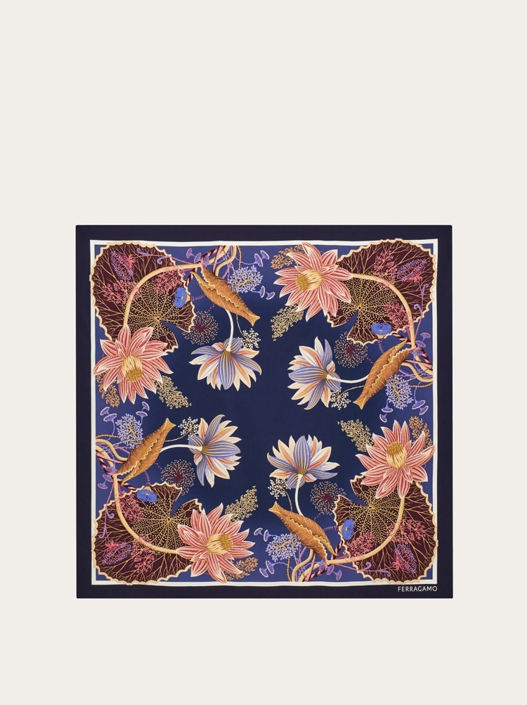 Water lilies print silk scarf Gallery image 1