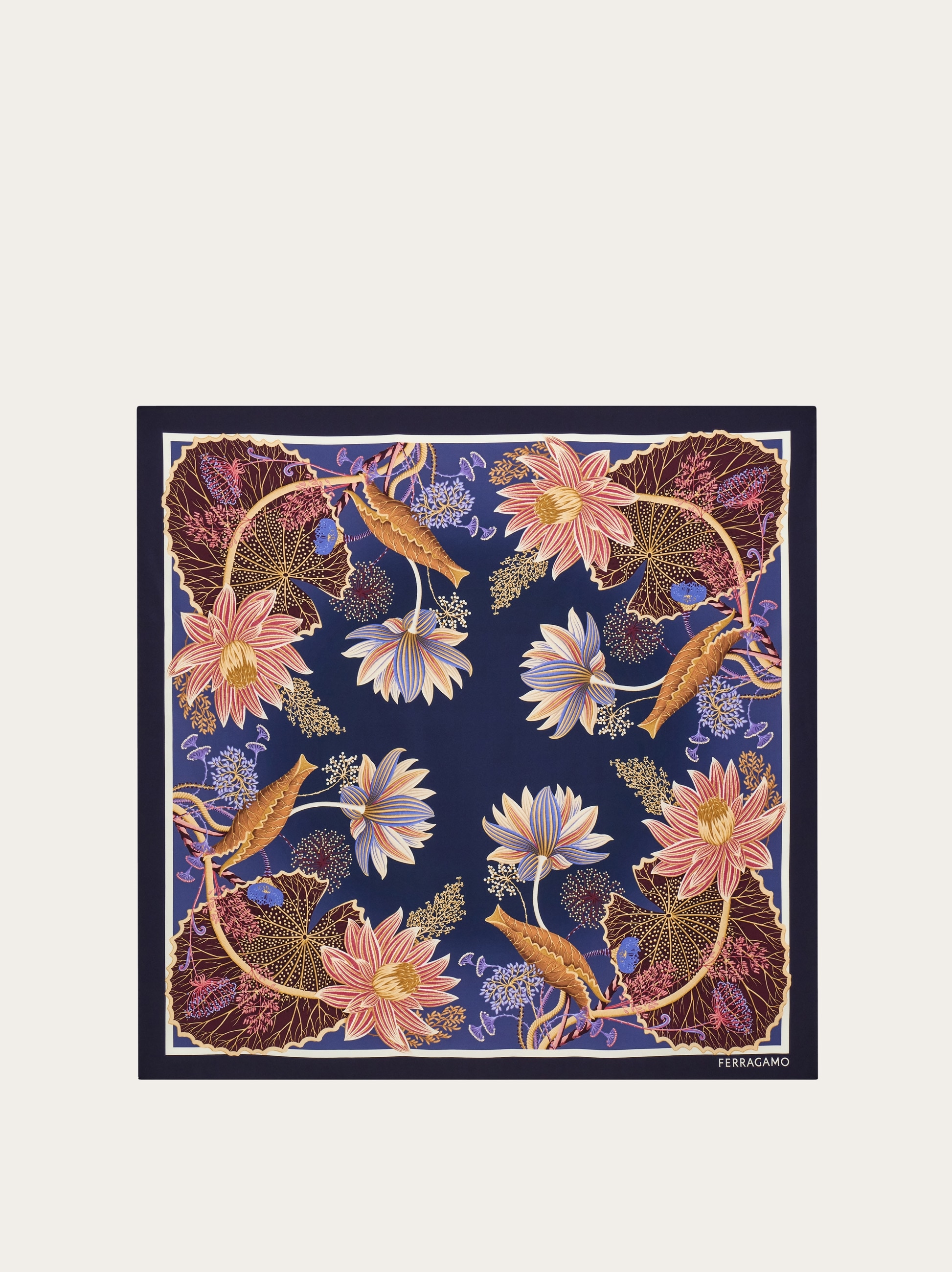 Water lilies print silk scarf - Women | Ferragamo