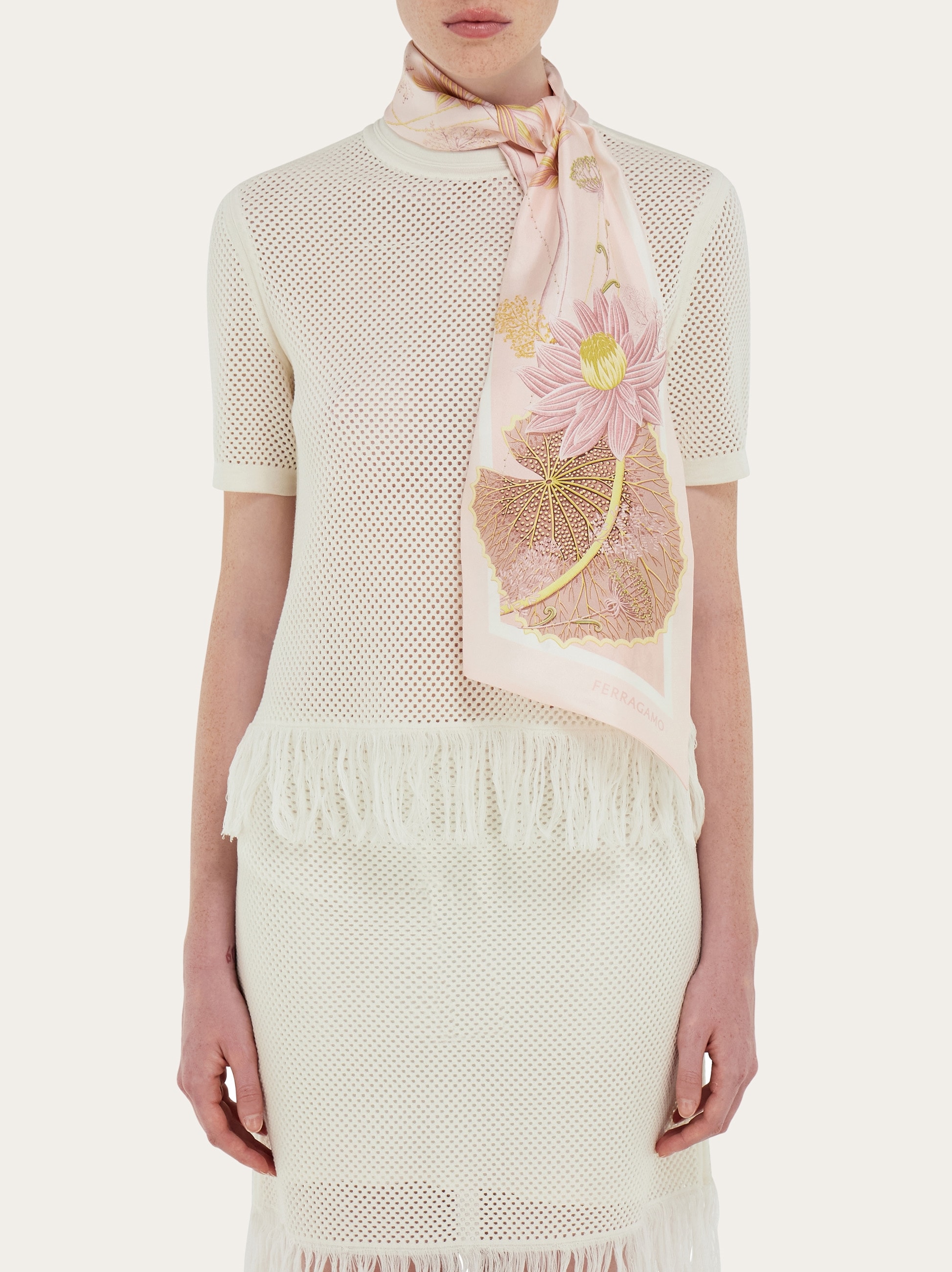 Water lilies print silk bandeau - Women | Ferragamo