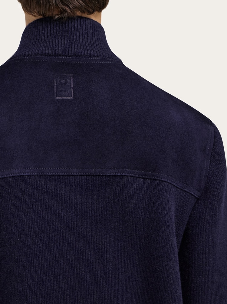 Suede bomber with knitted details Gallery image 4