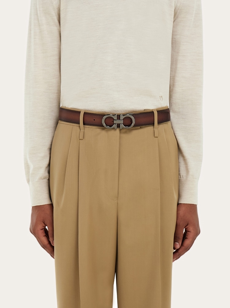 Reversible and adjustable Gancini belt Gallery image 4
