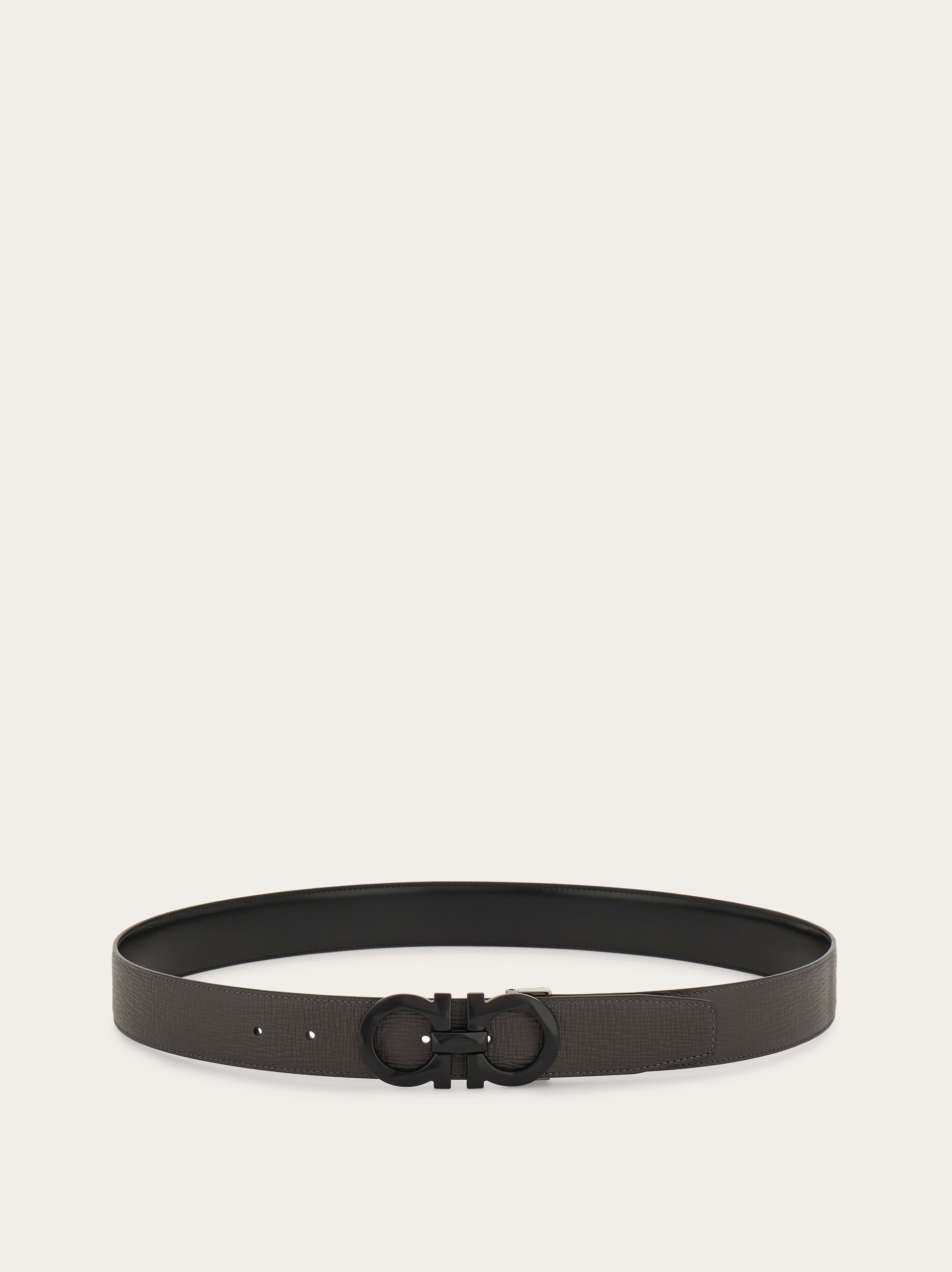 ベルト FERRAGAMO Black Leather Belt Reversible and adjustable Gancini belt - Men | Ferragamo