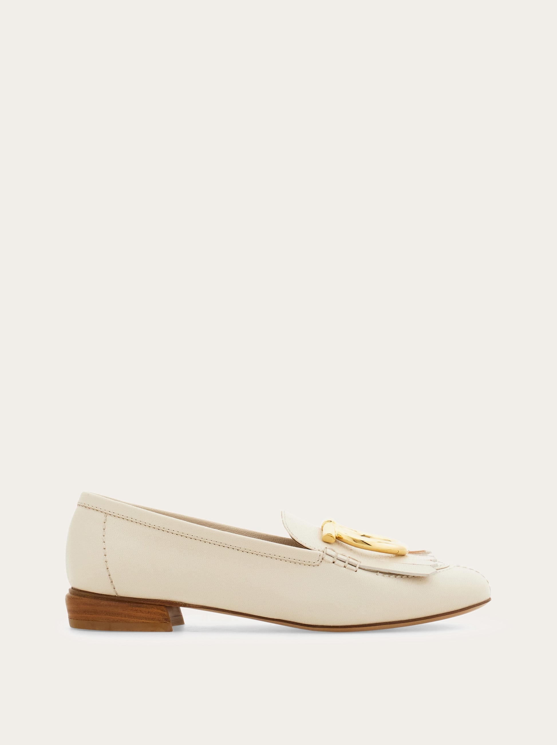 Salvatore Ferragamo \'Gold Gancini\'  White Leather Loafers 9EE $850 SALVATORE FERRAGAMO - White Gancini Bit Loafer Leather  main image 3