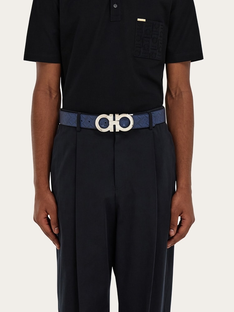 Reversible and adjustable Gancini belt Gallery image 4