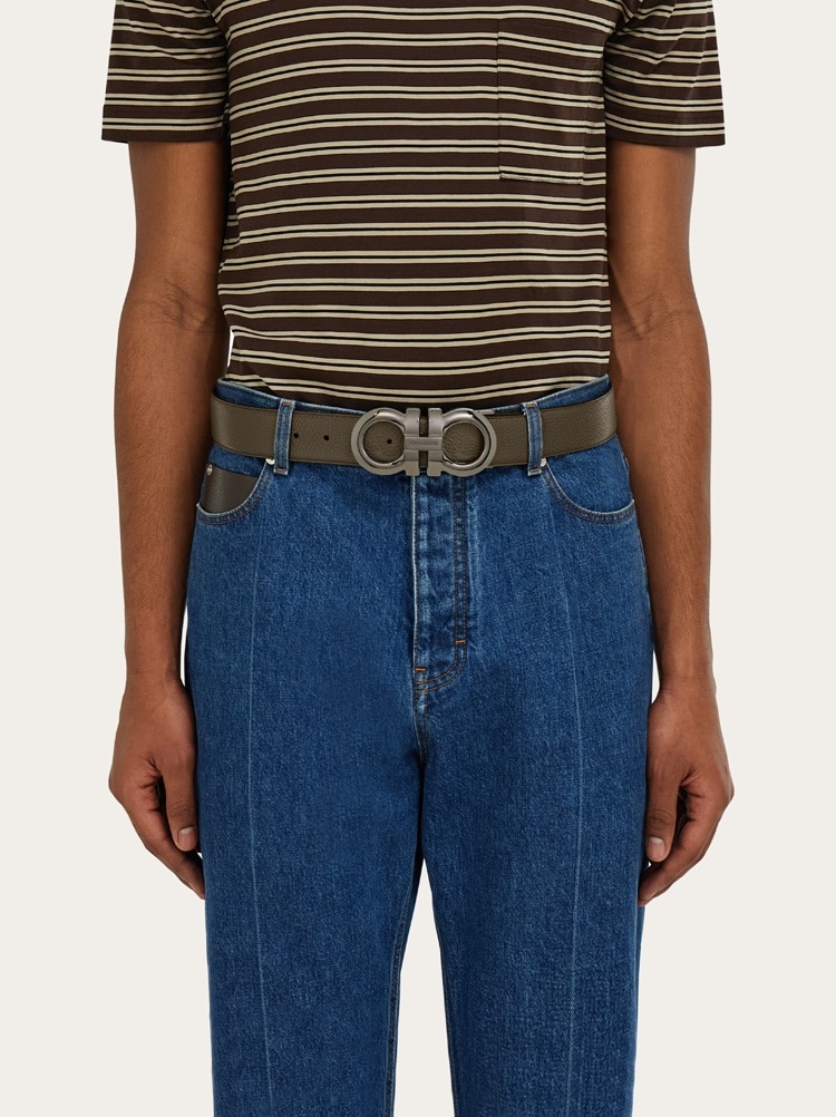 Reversible and adjustable Gancini belt Gallery image 4