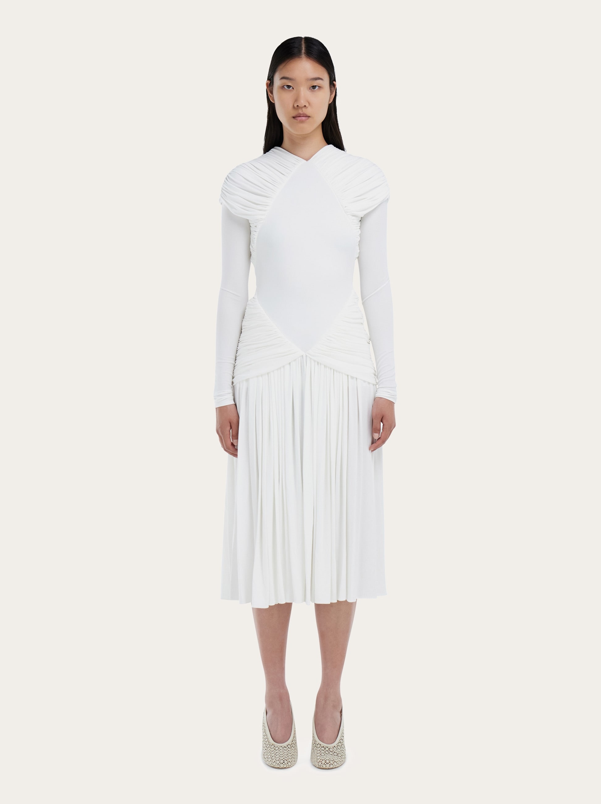 Jersey dress with ruched detail - Women | Ferragamo