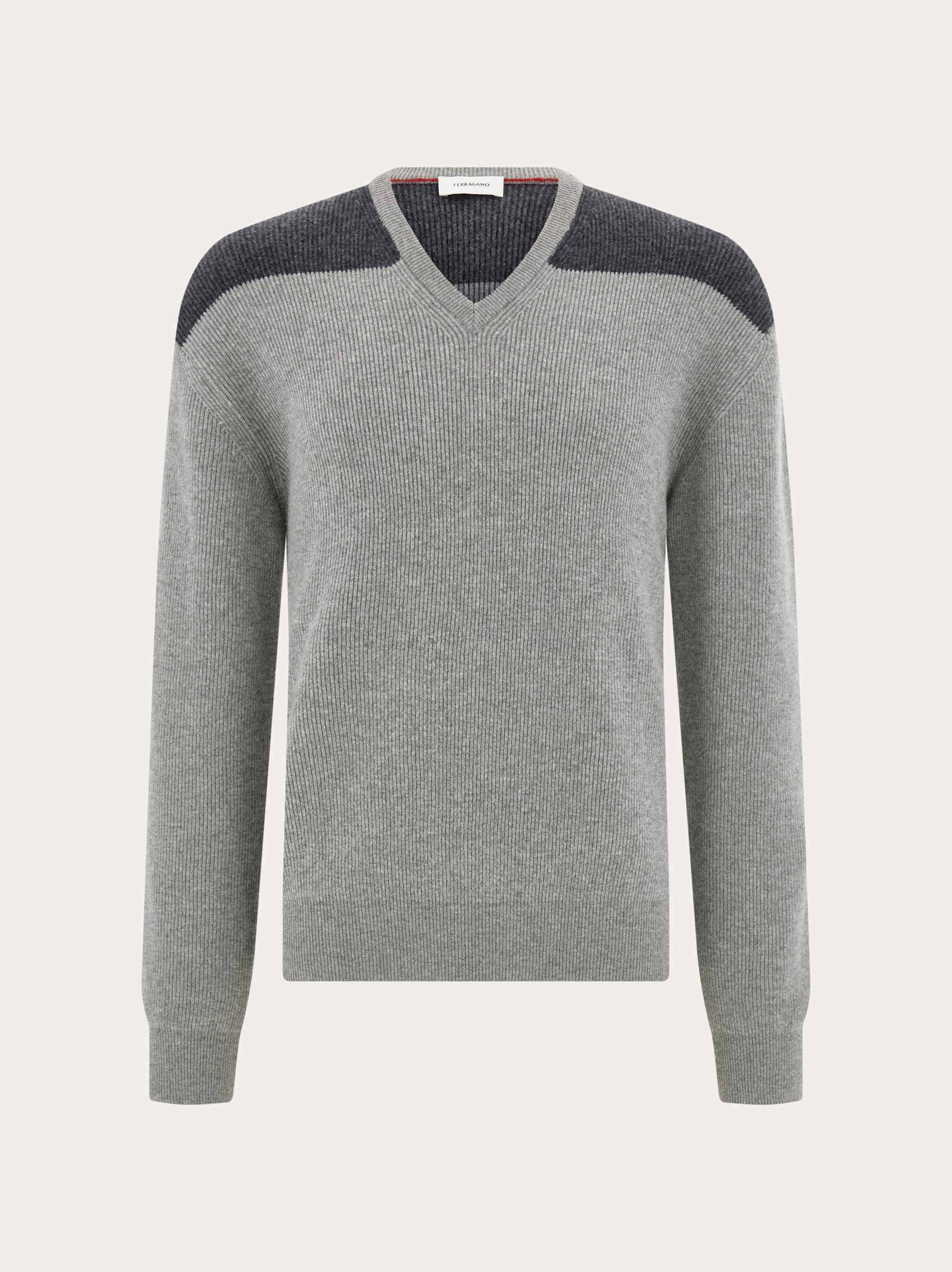 V-neck sweater with stripe detail - Men | Ferragamo