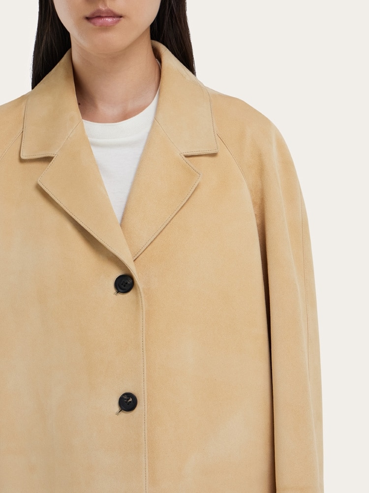 Single breasted suede coat Gallery image 4