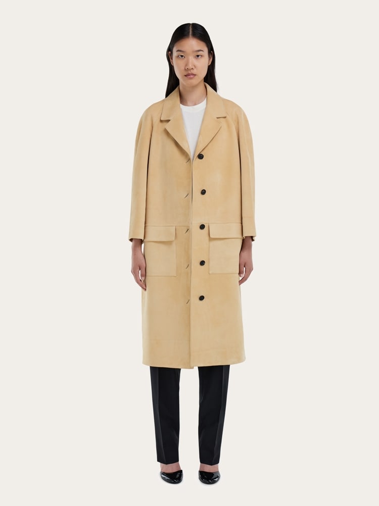 Single breasted suede coat Gallery image 6