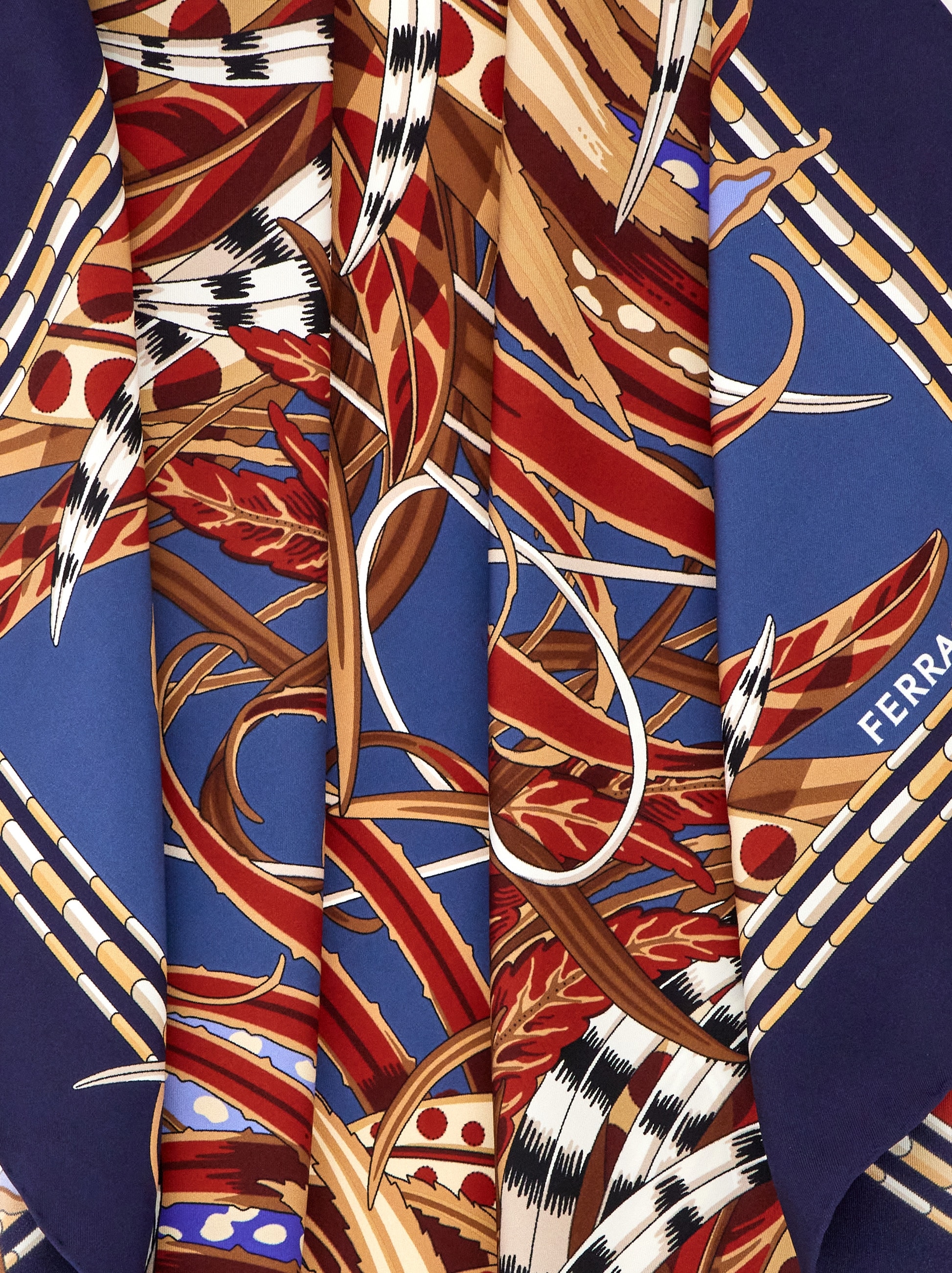 え*ん様 6835美品 フェラガモ シルク切替 スカーフ柄 カーディガン S