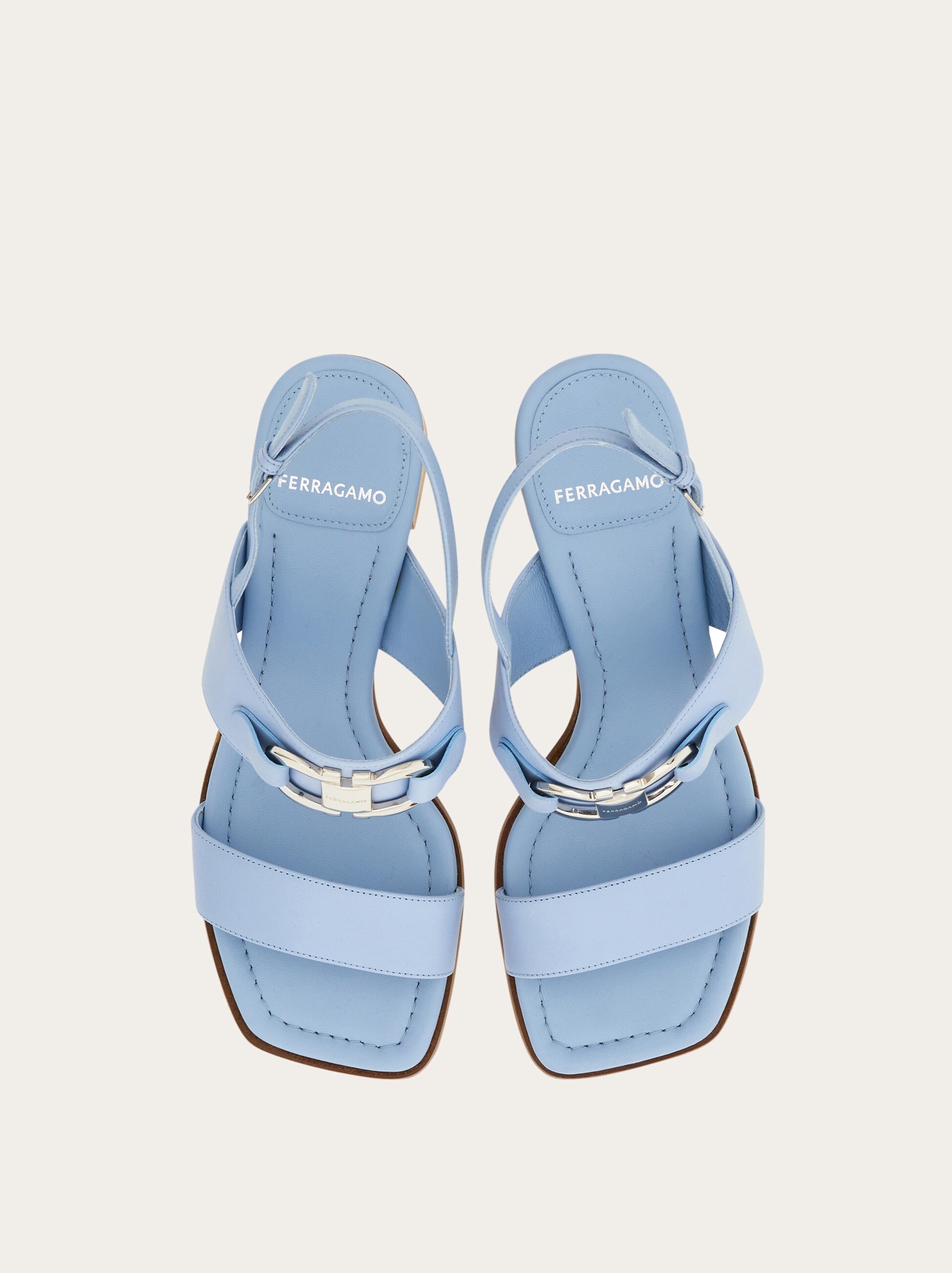 Salvatore Ferragamo Men’s Gancini Pool Slide In Baby Blue And White Size US 7 M Gancini detail driver - Women | Ferragamo main image 2