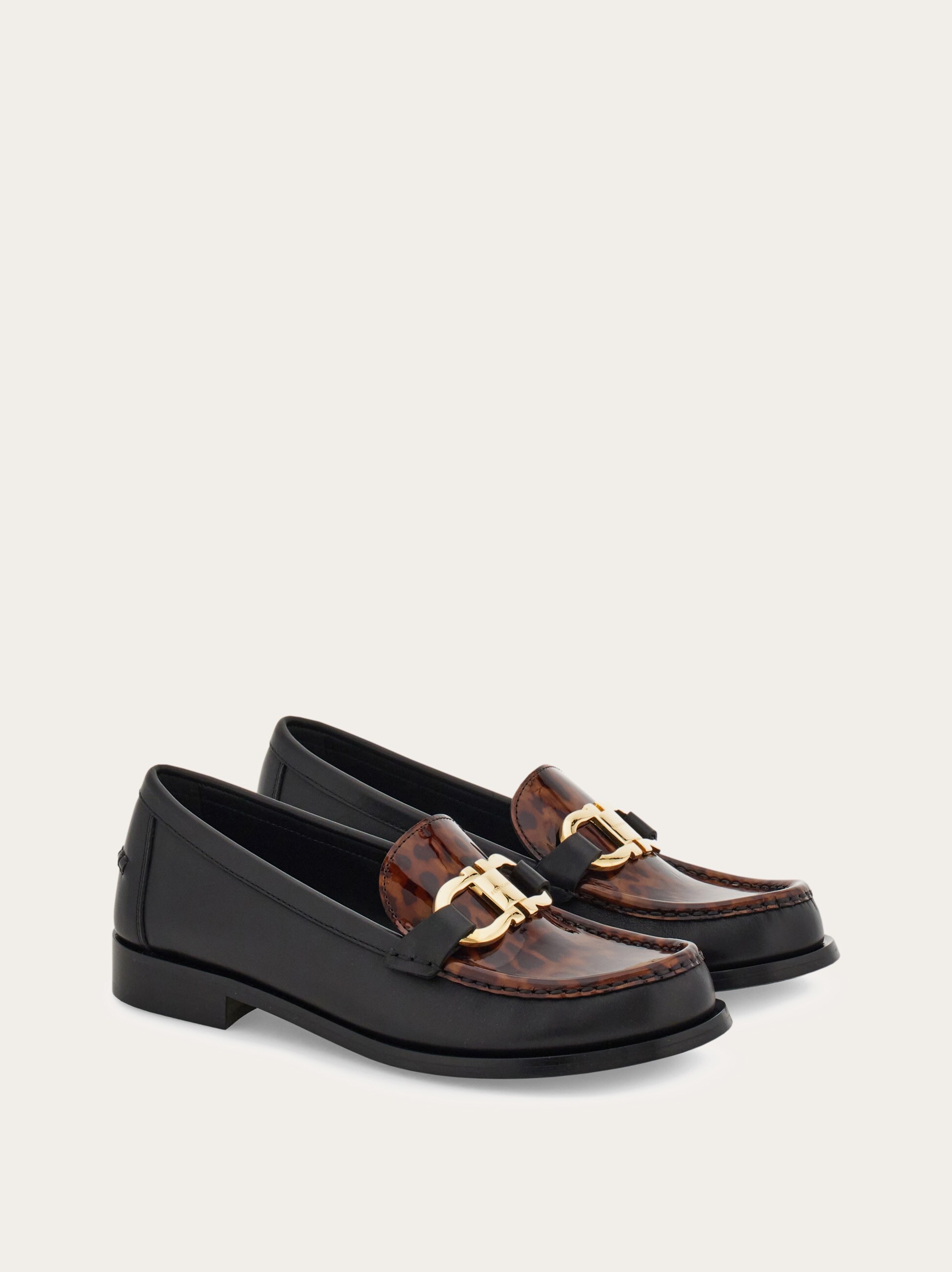 Ferragamo shoes Black Canvas  GIN Leather Moccasin Loafers Gancini ornament 8EE Casual loafer with Gancini ornament - Men | Ferragamo main image 3