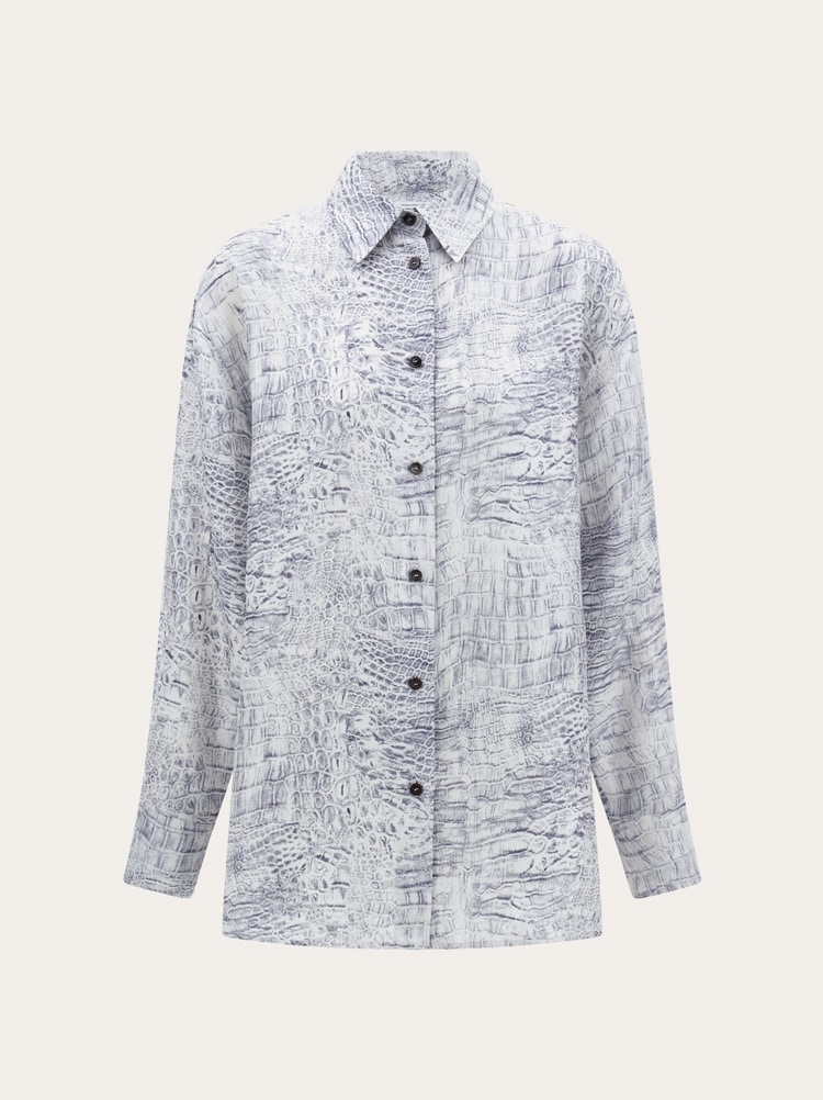 Georgette shirt with orchid print Gallery image 1