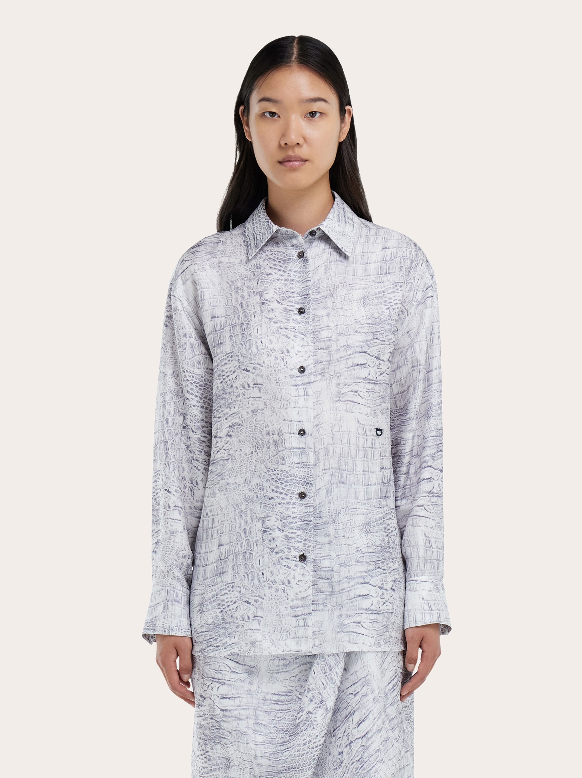 Georgette shirt with orchid print - Women | Ferragamo