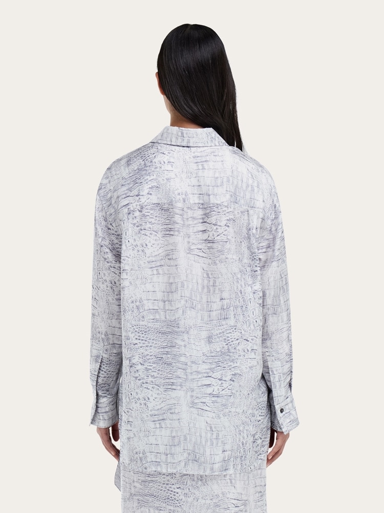 Georgette shirt with orchid print Gallery image 3