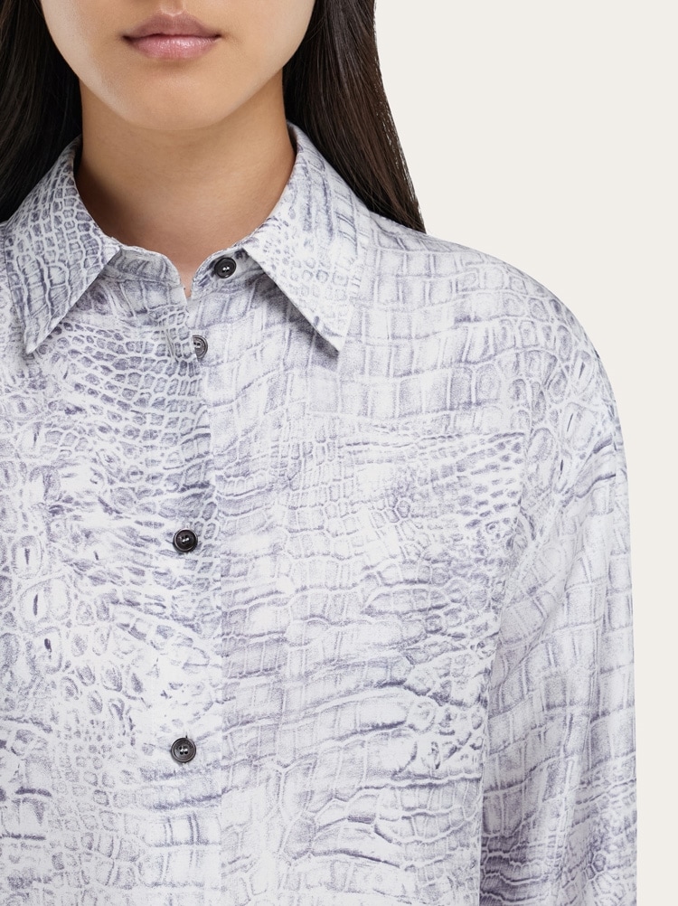Georgette shirt with orchid print Gallery image 4