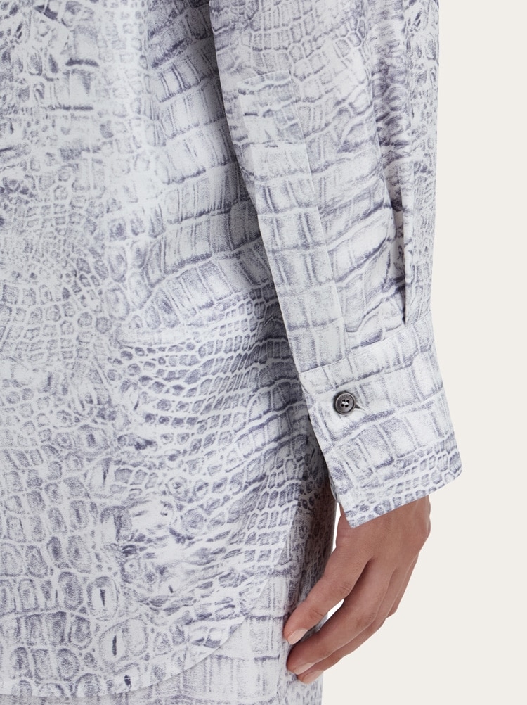 Georgette shirt with orchid print Gallery image 6