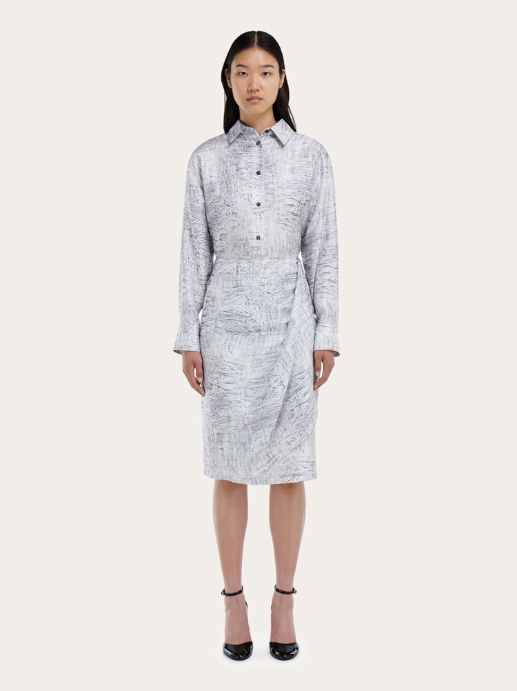 Georgette shirt with orchid print Gallery image 7
