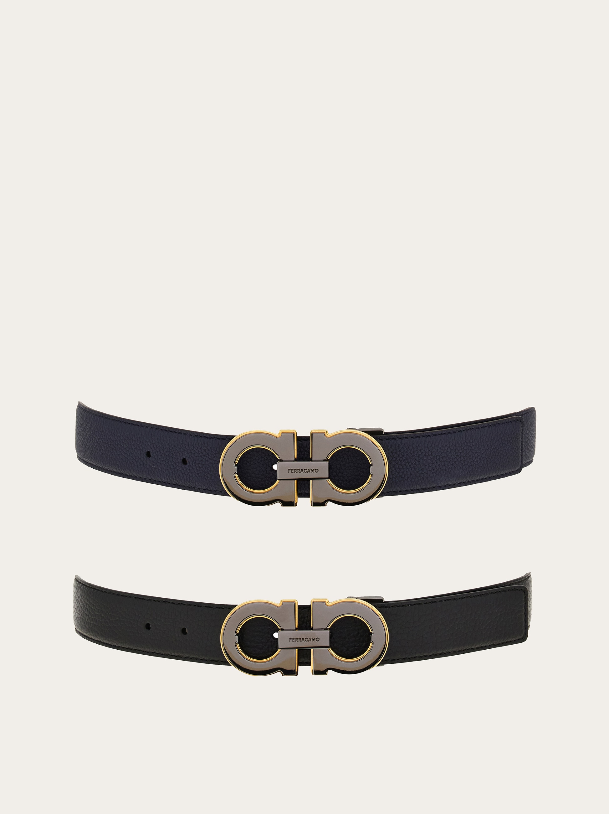 Reversible and adjustable Gancini belt with Switch buckle - Men