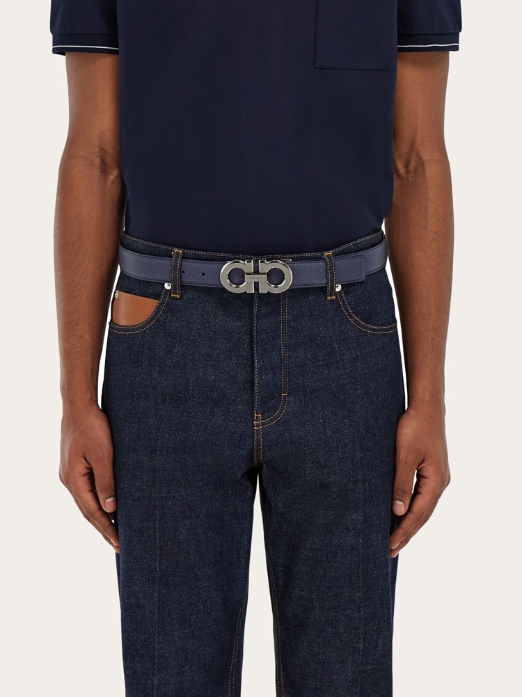 Reversible and adjustable Gancini belt with Switch buckle Gallery image 4