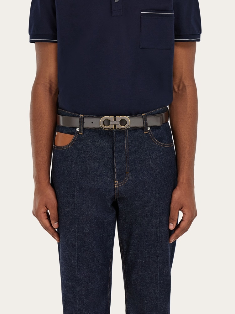 Reversible and adjustable Gancini belt with Switch buckle Gallery image 5