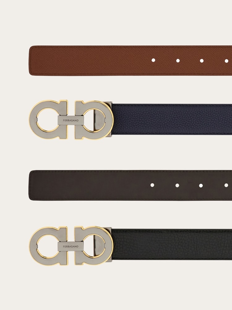 Reversible and adjustable Gancini belt with Switch buckle Gallery image 7