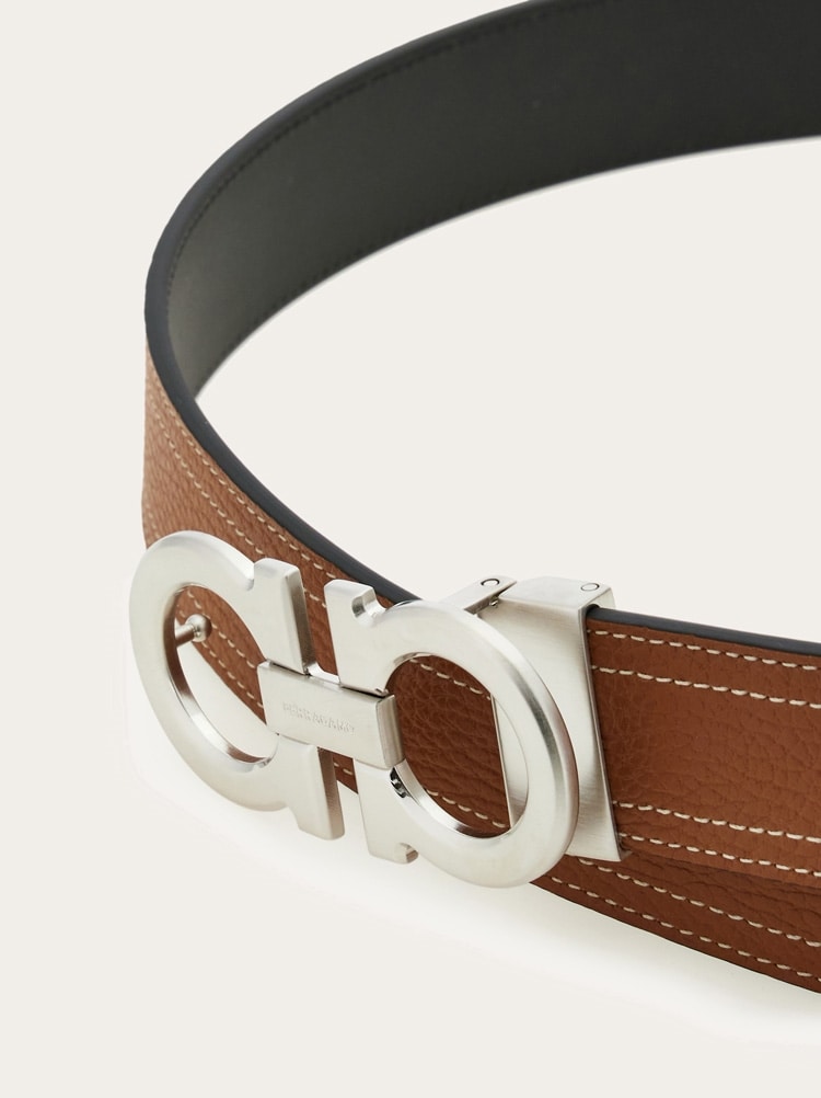 Reversible and adjustable Gancini belt Gallery image 4