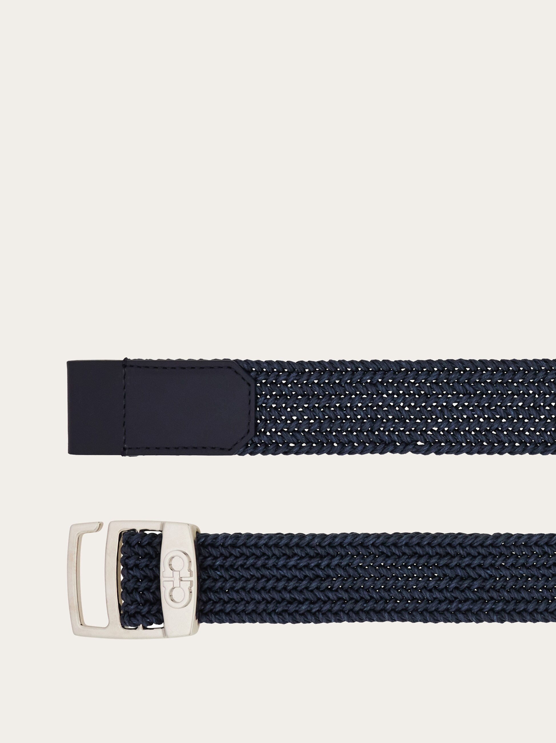 NWOT FERRAGAMO chain link silver hardware navy ribbon buckle belt Navy Adjustable Gancini Reversible Belt by Ferragamo on Sale main image 3