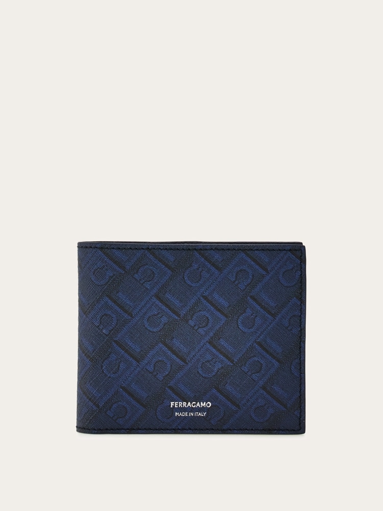 Salvatore Ferragamo 二つ折り財布 青 フェラガモ Ferragamo 財布 二つ折り財布 折りたたみ財布 小銭入れ付き