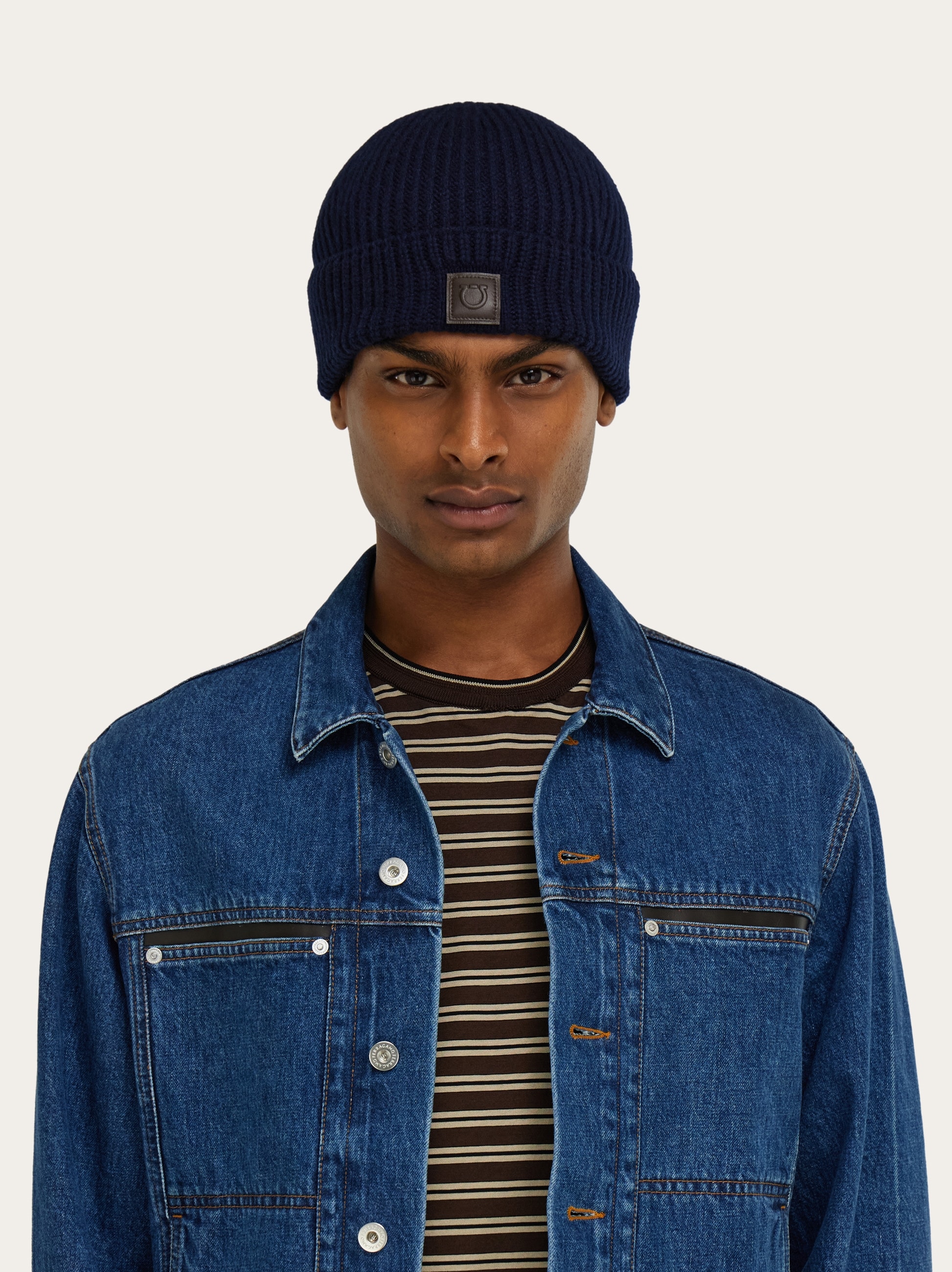 FERRAGAMO Wool Blend Knit Gancini Beanie Hat OS Ferragamo - Gancini intarsia cashmere beanie Salvatore Ferragamo main image 3
