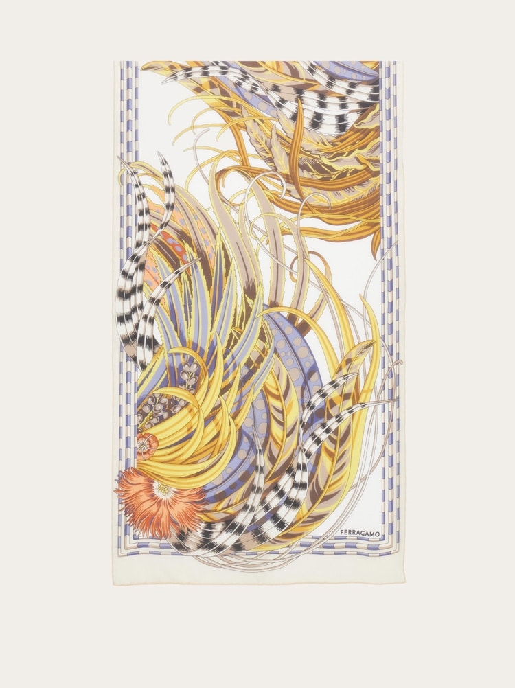 Rooster print silk scarf